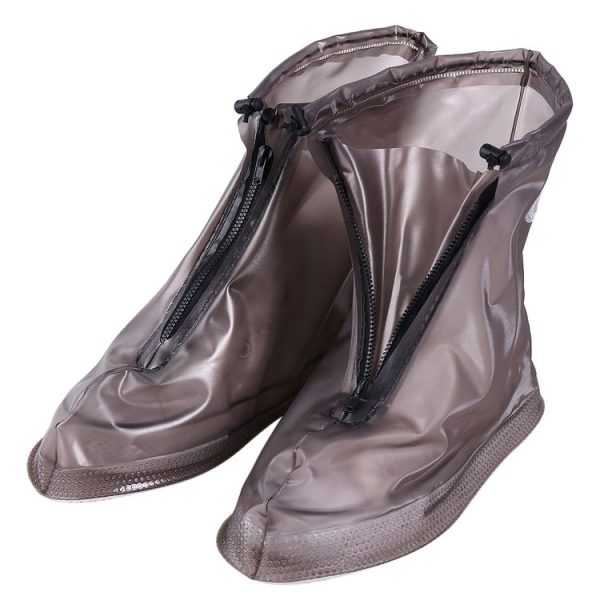 Fashion PVC Non-slip Waterproof Thick-soled Shoe Covers Size: XXL (Coffee) - Image 2