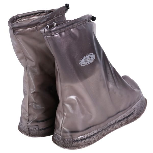 Fashion PVC Non-slip Waterproof Thick-soled Shoe Covers Size: XXL (Coffee) - Image 3