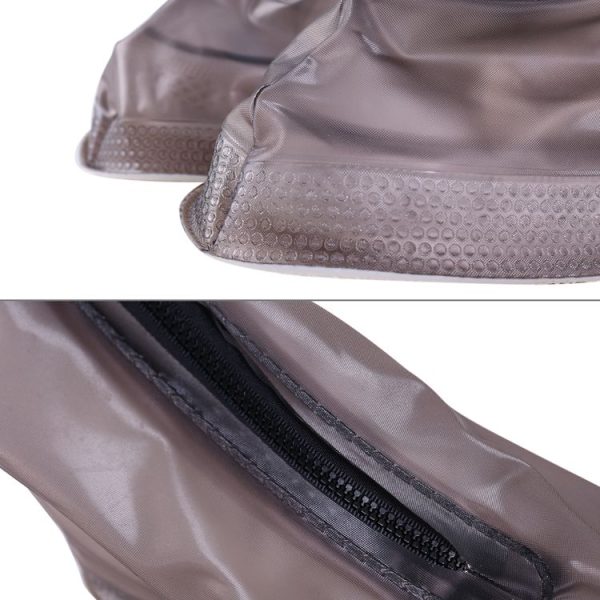 Fashion PVC Non-slip Waterproof Thick-soled Shoe Covers Size: XXL (Coffee) - Image 4