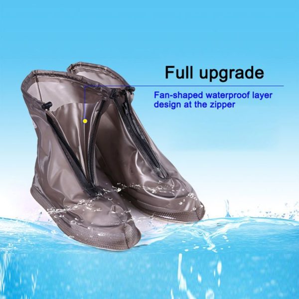 Fashion PVC Non-slip Waterproof Thick-soled Shoe Covers Size: XXL (Coffee) - Image 6