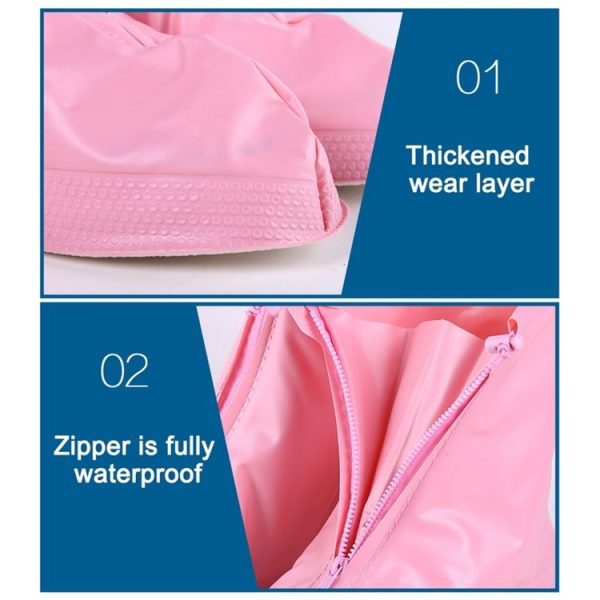 Fashion Children PVC Non-slip Waterproof Thick-soled Shoe Cover Size: XL (Pink) - Image 4