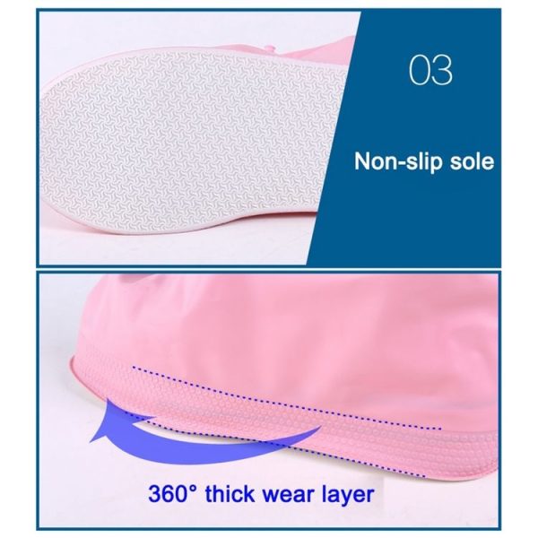 Fashion Children PVC Non-slip Waterproof Thick-soled Shoe Cover Size: XL (Pink) - Image 5