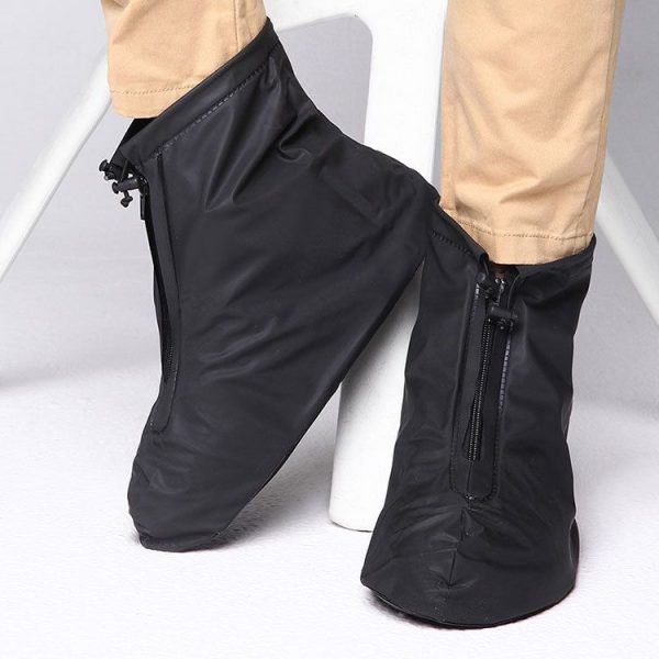 Fashion PVC Non-slip Waterproof Thick-soled Shoe Cover Size: M (Black)
