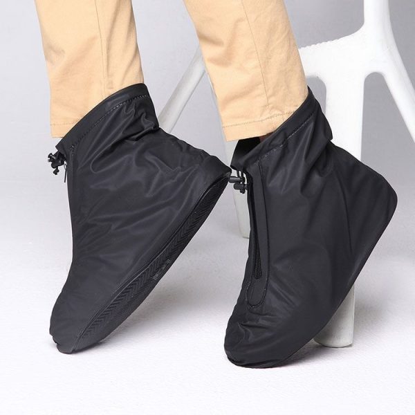 Fashion PVC Non-slip Waterproof Thick-soled Shoe Cover Size: M (Black) - Image 2