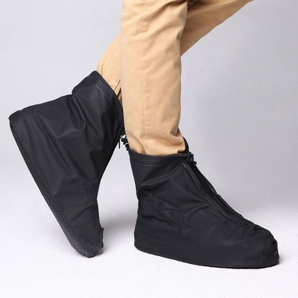 Fashion PVC Non-slip Waterproof Thick-soled Shoe Cover Size: L (Black) - Image 3