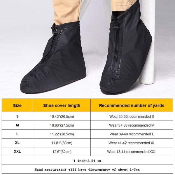 Fashion PVC Non-slip Waterproof Thick-soled Shoe Cover Size: L (Black) - Image 4