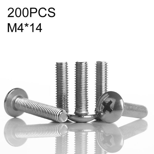 200 PCS 201 Stainless Steel Cross Large Flat Head Screw, M4x14 - Image 2
