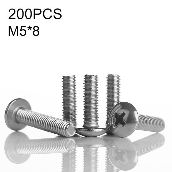 200 PCS 201 Stainless Steel Cross Large Flat Head Screw, M5x8