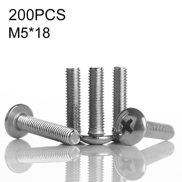 200 PCS 201 Stainless Steel Cross Large Flat Head Screw, M5x18 - Image 2