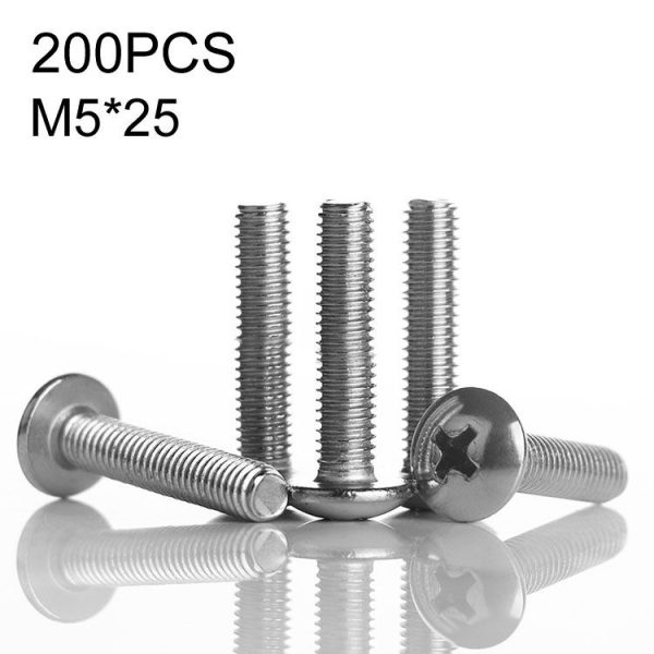 200 PCS 201 Stainless Steel Cross Large Flat Head Screw, M5x25 - Image 2
