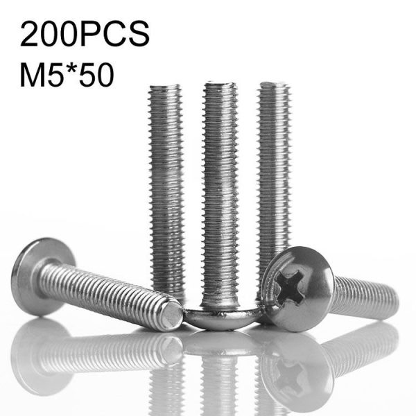 200 PCS 201 Stainless Steel Cross Large Flat Head Screw, M5x50 - Image 2