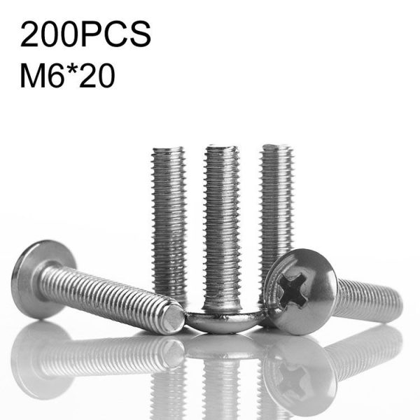 200 PCS 201 Stainless Steel Cross Large Flat Head Screw, M6x20 - Image 2