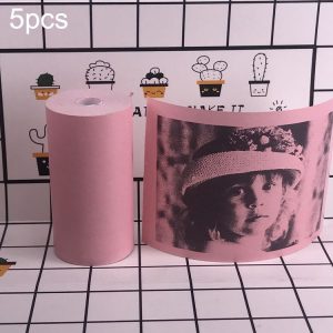 5pcs Thermal Label Printer Paper Sticker for PAPERANG P1 / P2 / A6, Size: 57 x 30 mm (Pink)