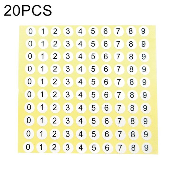 20 PCS Round Shape Number Sticker Shoe Size Label, Number 0-9
