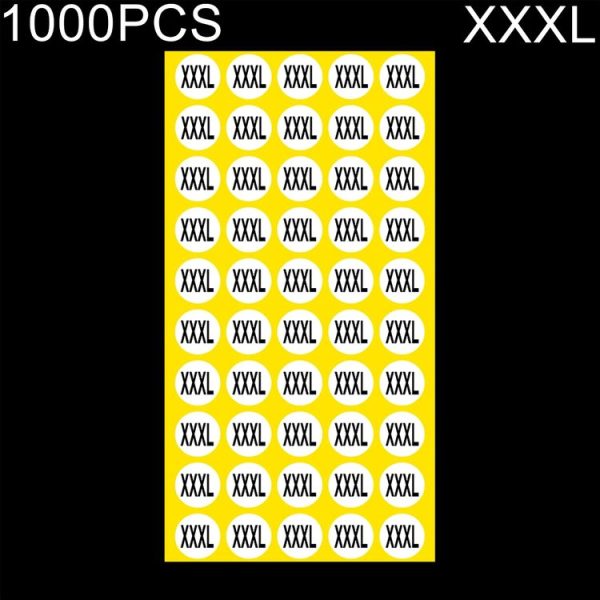 1000 PCS Round Shape Size Sticker Clothes Size Label, Size: XXXL