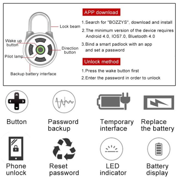 Intelligent Bluetooth Key Password Padlock Remote Unlocking for iOS / Android - Image 7