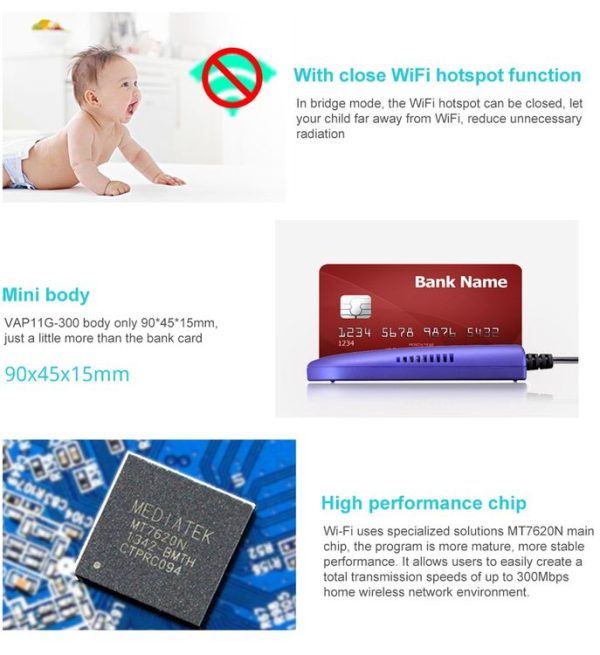 VONETS VAP11G-300 Mini WiFi 300Mbps Bridge WiFi Repeater, Best Partner of IP Device / IP Camera / IP Printer / XBOX / PS3 / IPTV / Skybox (Blue) - Image 13