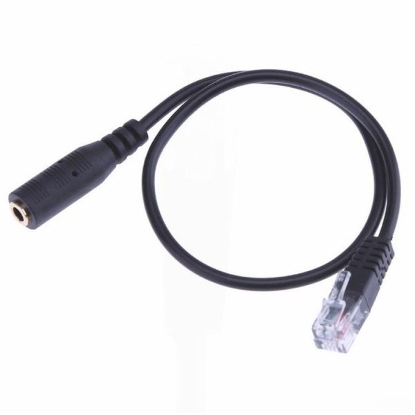 3.5mm Jack to RJ9 PC / Mobile Phones Headset to Office Phone Adapter Convertor Cable, Length: 32cm (Black)