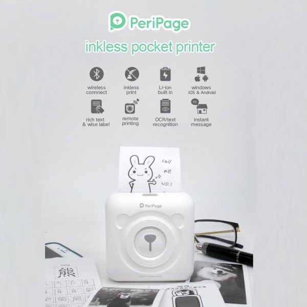 Peripage A6 Portable Inkless Pocket Thermal Bluetooth Printer (Blue) - Image 3