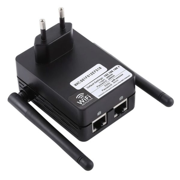 300Mbps Wireless-N Range Extender WiFi Repeater Signal Booster Network Router with 2 External Antenna, EU Plug (Black) - Image 4