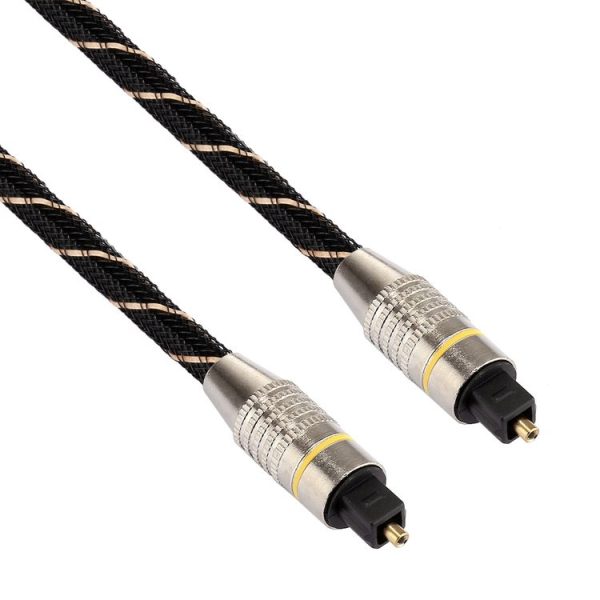 2m OD6.0mm Gold Plated Metal Head Woven Net Line Toslink Male to Male Digital Optical Audio Cable - Image 2