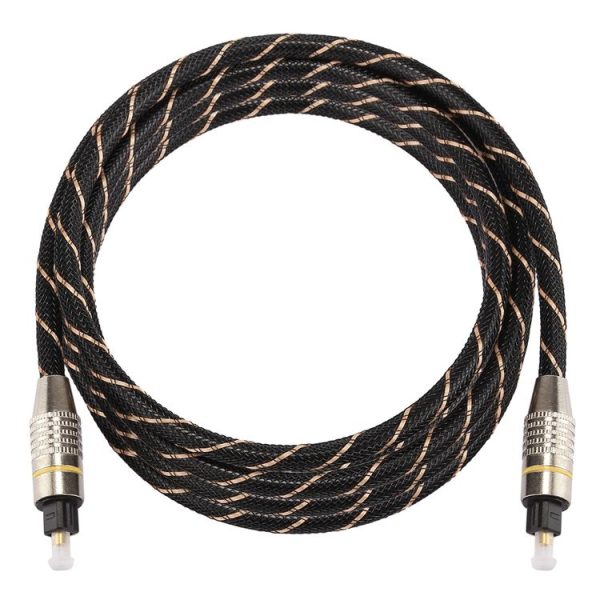 2m OD6.0mm Gold Plated Metal Head Woven Net Line Toslink Male to Male Digital Optical Audio Cable - Image 3