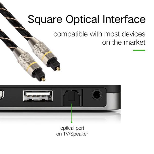 2m OD6.0mm Gold Plated Metal Head Woven Net Line Toslink Male to Male Digital Optical Audio Cable - Image 4