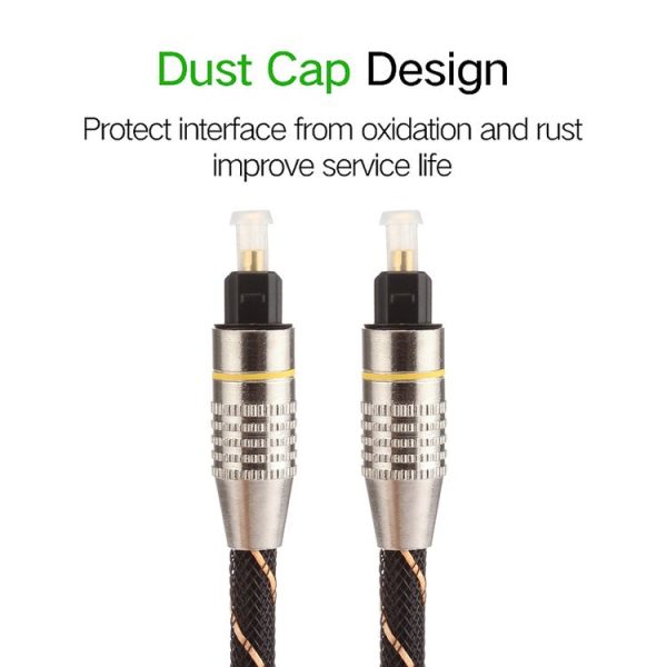 2m OD6.0mm Gold Plated Metal Head Woven Net Line Toslink Male to Male Digital Optical Audio Cable - Image 5