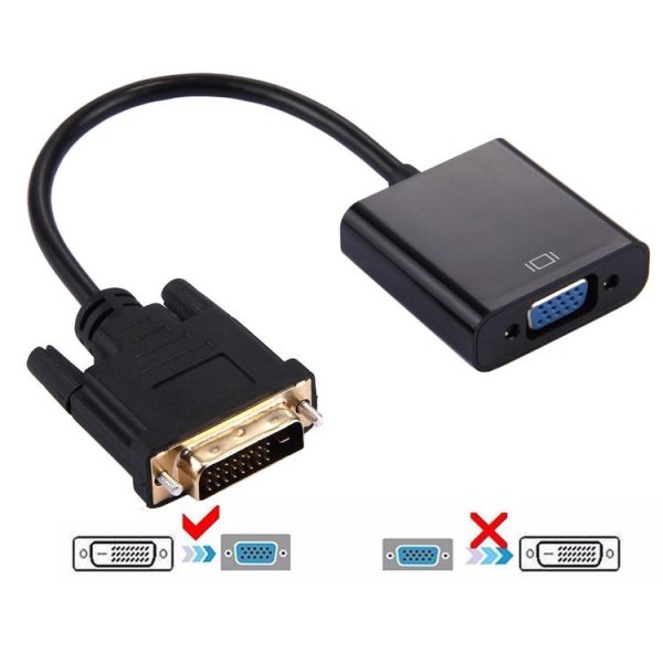 DVI-D 24+1 Pin Man to VGA 15 Pin HDTV Adapter Converter (Black)