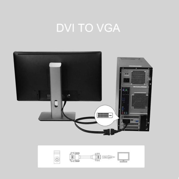 DVI-D 24+1 Pin Man to VGA 15 Pin HDTV Adapter Converter (Black) - Image 5