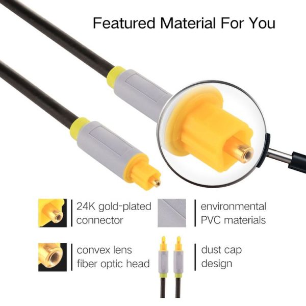 2m OD5.0mm Toslink Male to Male Digital Optical Audio Cable - Image 4