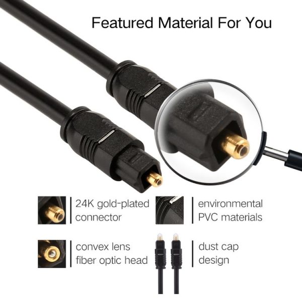 EMK 2m OD4.0mm Toslink Male to Male Digital Optical Audio Cable - Image 4