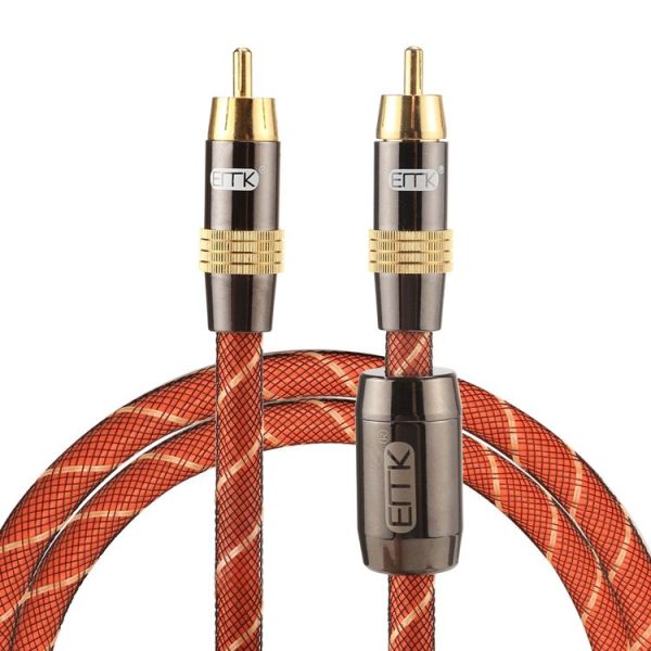EMK TZ / A 1m OD8.0mm Gold Plated Metal Head RCA to RCA Plug Digital Coaxial Interconnect Cable Audio / Video RCA Cable