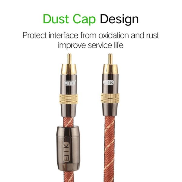 EMK TZ / A 1m OD8.0mm Gold Plated Metal Head RCA to RCA Plug Digital Coaxial Interconnect Cable Audio / Video RCA Cable - Image 5