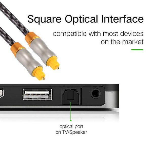 3m OD6.0mm Gold Plated Metal Head Woven Line Toslink Male to Male Digital Optical Audio Cable - Image 4