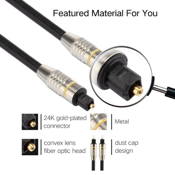 2m OD6.0mm Nickel Plated Metal Head Toslink Male to Male Digital Optical Audio Cable - Image 4