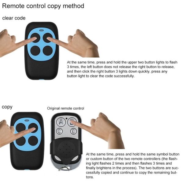 Colorful Four-Key Copying Remote Garage Door Gate Wireless Remote Control 433MHZ Copy Key Cloning Duplicator (Blue) - Image 5