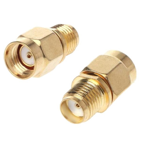 Straight Gold Plated RP-SMA Male to SMA Female Adapter - Image 2