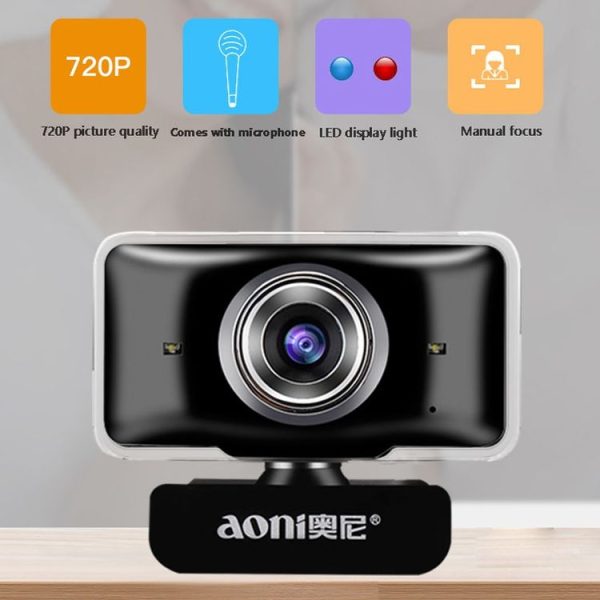 Aoni C11 720P 150-degree Wide-angle Manual Focus HD Computer Camera with Microphone - Image 8