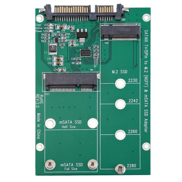M.2 NGFF & mSATA SSD to SATA III 7+15 Pin Adapter Converter - Image 2