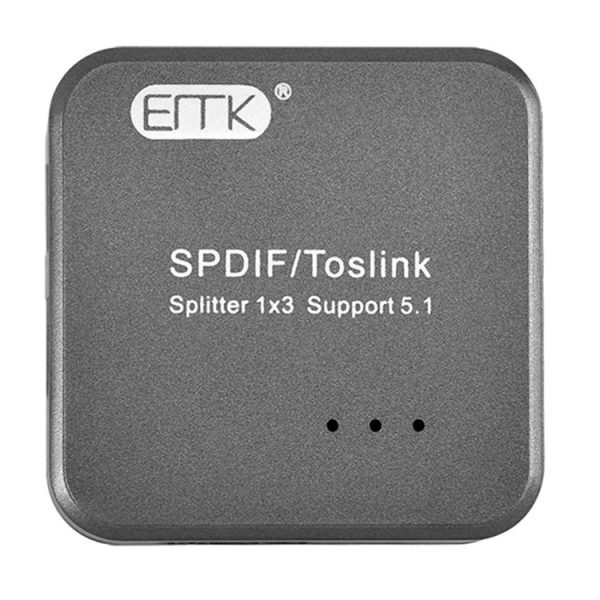 EMK 1 Input 3 Output Digital Optical Audio SPDIF Toslink Splitter Adapter (Silver Grey) - Image 2