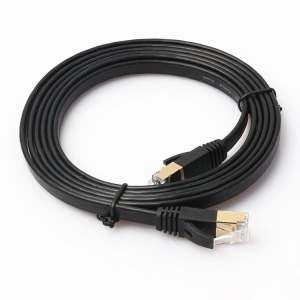 1.8m CAT7 10 Gigabit Ethernet Ultra Flat Patch Cable for Modem Router LAN Network - Built with Shielded RJ45 Connectors (Black) - Image 2