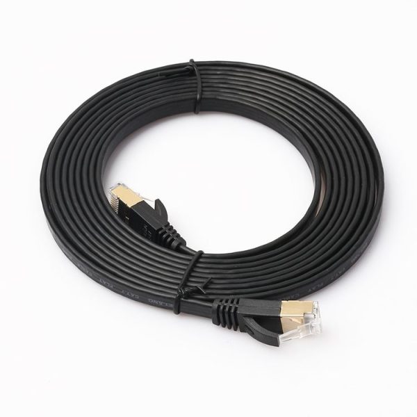 3m CAT7 10 Gigabit Ethernet Ultra Flat Patch Cable for Modem Router LAN Network - Built with Shielded RJ45 Connectors (Black) - Image 2