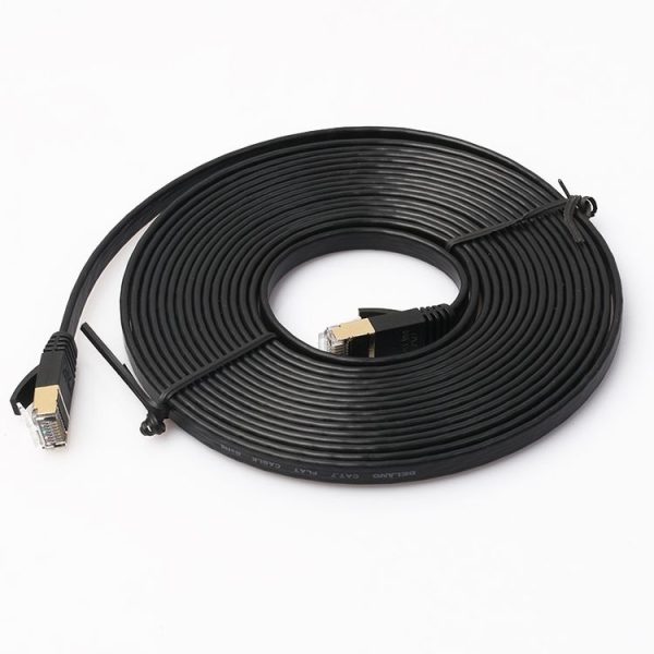 5m CAT7 10 Gigabit Ethernet Ultra Flat Patch Cable for Modem Router LAN Network - Built with Shielded RJ45 Connectors (Black) - Image 2