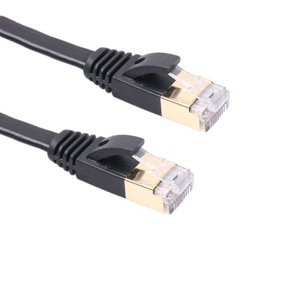 8m CAT7 10 Gigabit Ethernet Ultra Flat Patch Cable for Modem Router LAN Network - Built with Shielded RJ45 Connectors (Black) - Image 3
