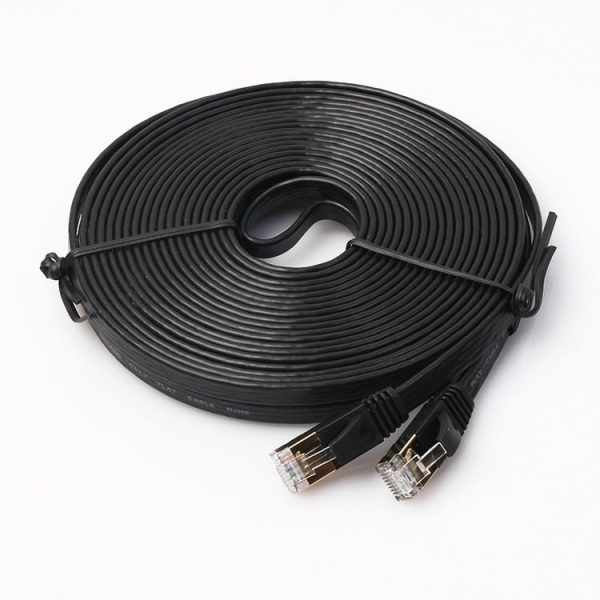 10m CAT7 10 Gigabit Ethernet Ultra Flat Patch Cable for Modem Router LAN Network - Built with Shielded RJ45 Connectors (Black) - Image 2