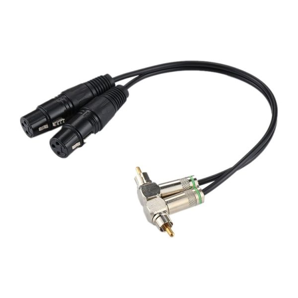 2 RCA Elbow Male to 2 x 3 Pin XLR CANNON Female Audio Connector Adapter Cable for Microphone / Audio Equipment, Total Length: about 34cm - Image 2