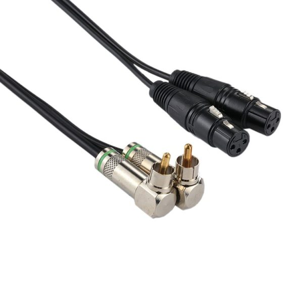 2 RCA Elbow Male to 2 x 3 Pin XLR CANNON Female Audio Connector Adapter Cable for Microphone / Audio Equipment, Total Length: about 34cm - Image 3