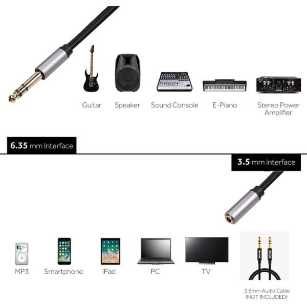 3662A 6.35mm Male to 3.5mm Female Audio Adapter Cable, Length: 3m - Image 5