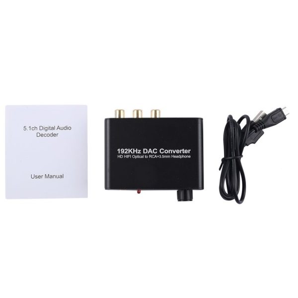 192KHz DAC Converter HD HIFI Optical to RCA+3.5mm Headphone 5.1 Channel Digital Audio Converter with Volume Control - Image 6